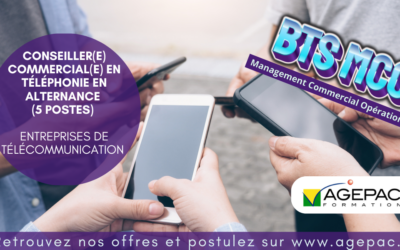 CONSEILLER(E) COMMERCIAL(E) EN TÉLÉPHONIE EN ALTERNANCE (5 postes) – Entreprises de télécommunication | REF959AG